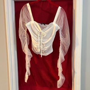 SHEIN White Sheer Sleeve Blouse